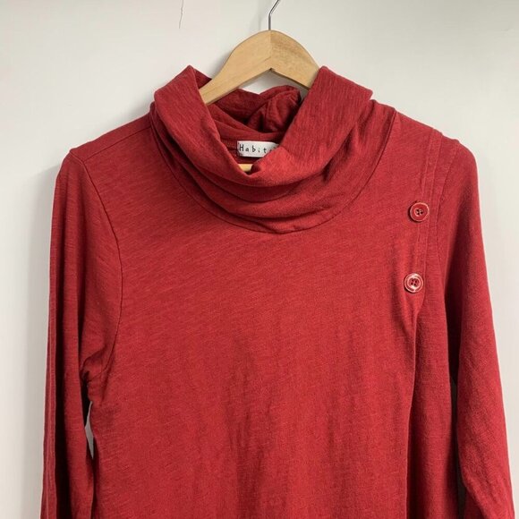 Habitat Women's Asymmetrical Button Cowl Neck Cotton‎ Long Sleeve Tunic Size M - Picture 4 of 12